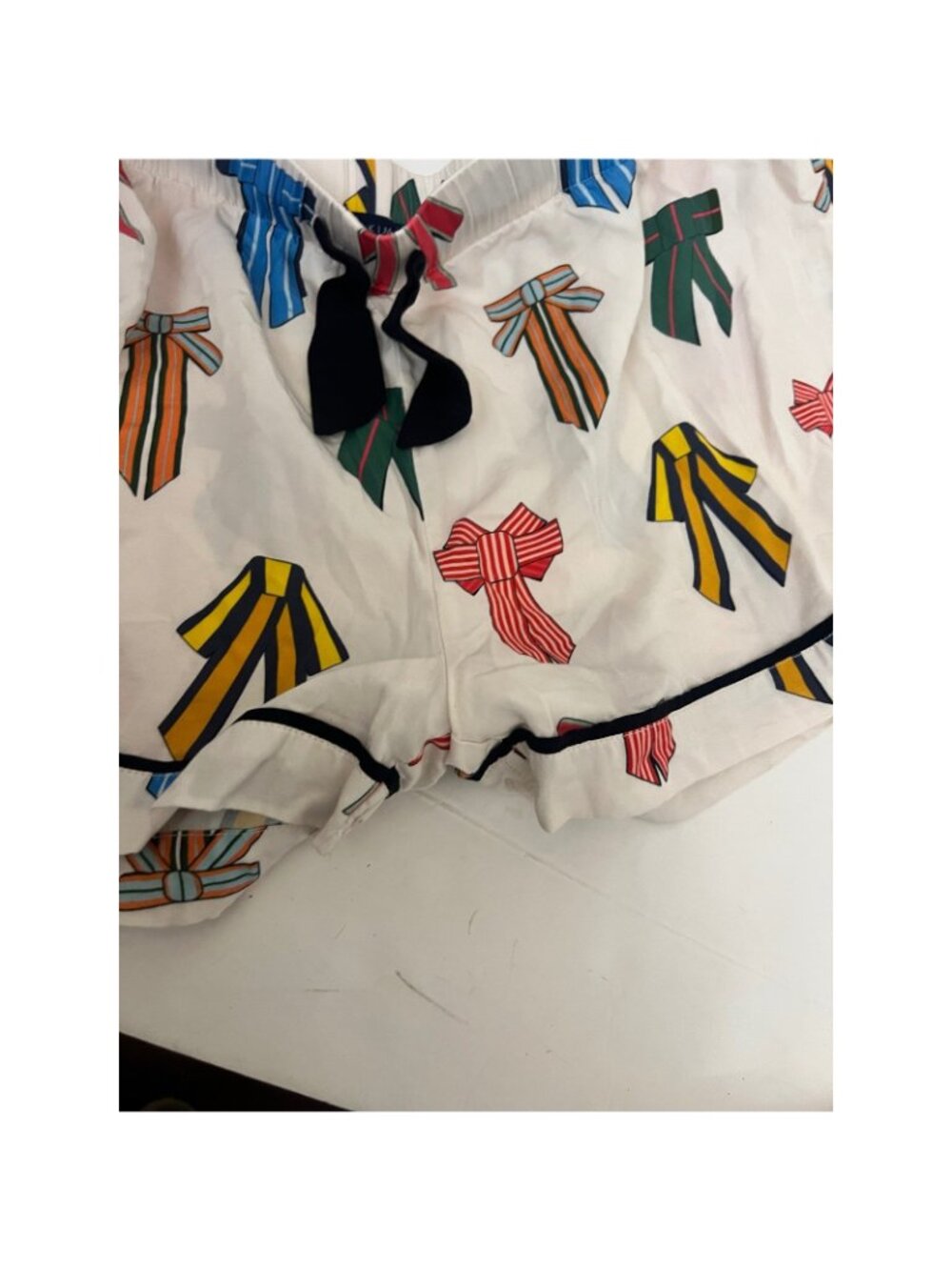 Katie Kime Colorful Bow Print Pajama Set White Modal Cotton XL Short Sleeve PJ - Picture 4 of 6
